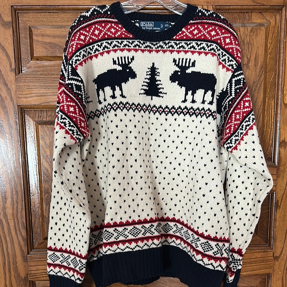 Polo by Ralph Lauren Black and Red Crewneck Sweater